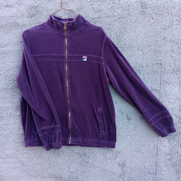 FILA Women’s Quarter Zip Fleece Pullover Purple w/ Gold Zip Size Large - Picture 1 of 6